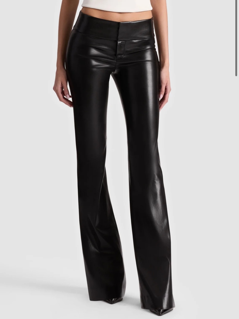 Alice + Olivia Black Faux Leather Flare Pants